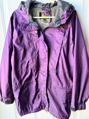 Vintage REI Gore-Tex Rain Jacket Purple Hooded Lightweight Outdoor Women L